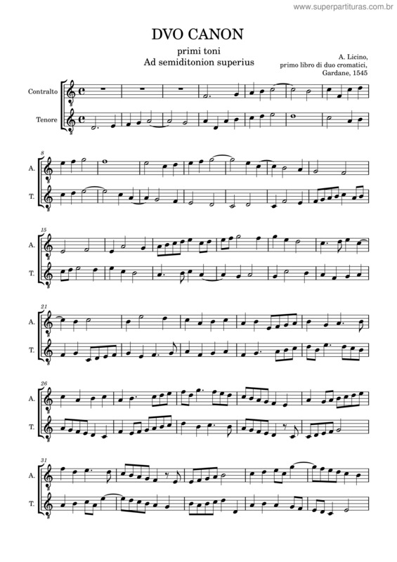 Partitura da música Duo Canon A.Licino Primi Toni