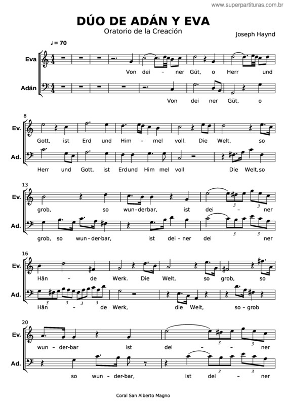 Partitura da música Duo De Adan Y Eva Oratorio De La Creacion J Haynd