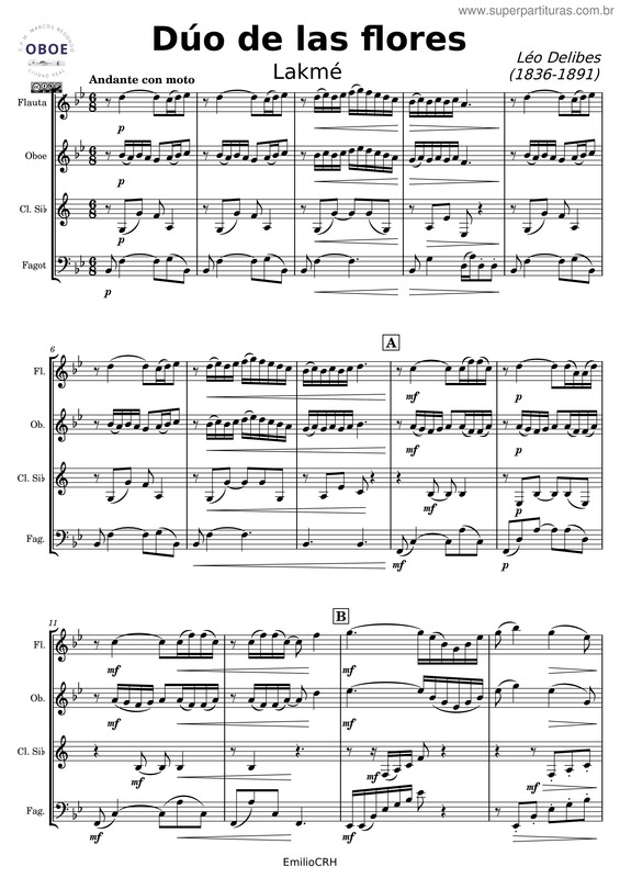 Partitura da música Dúo De Las Flores