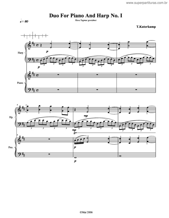 Partitura da música Duo For Harp And Piano No. I