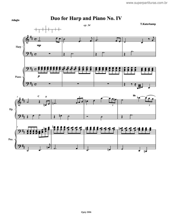 Partitura da música Duo For Harp And Piano No. IV