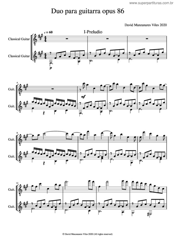 Partitura da música Duo Para Guitarra Opus 86