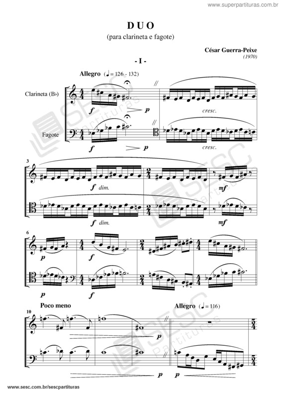 Partitura da música Duo