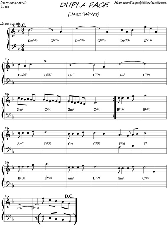 Partitura da música Dupla Face