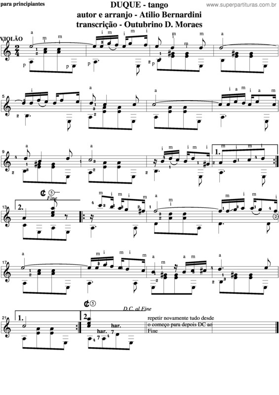 Partitura da música Duque