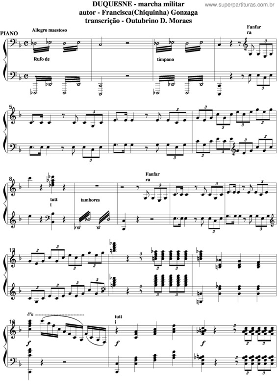 Partitura da música Duquesne