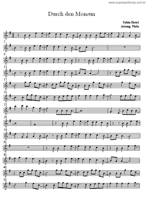 Partitura da música Durch Den Monsun