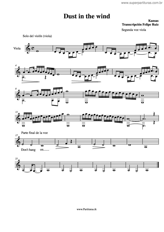 Partitura da música Dust In The Wind v.2