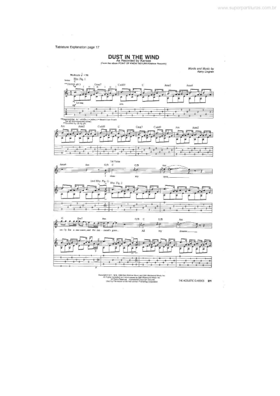 Partitura da música Dust In The Wind