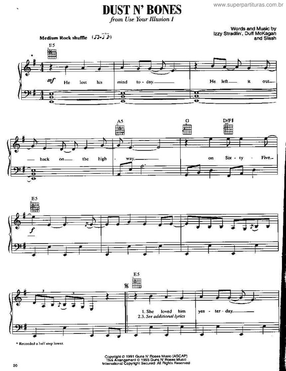 Partitura da música Dust N` Bones