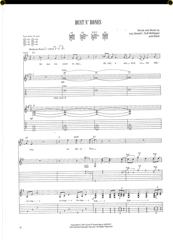 Partitura da música Dust N Bones