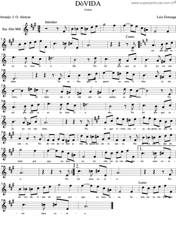 Partitura da música Dúvida