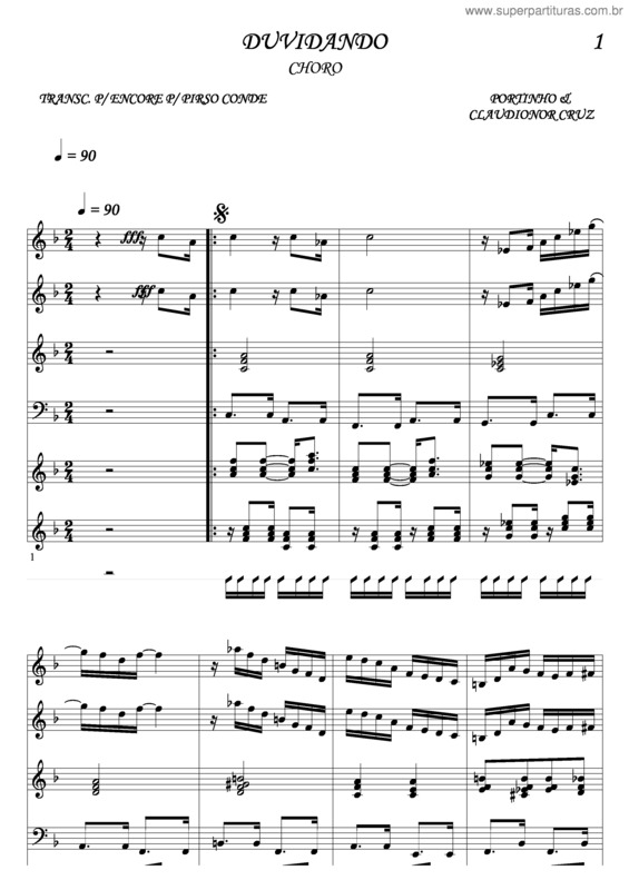 Partitura da música Duvidando v.2