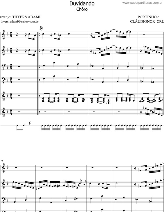 Partitura da música Duvidando