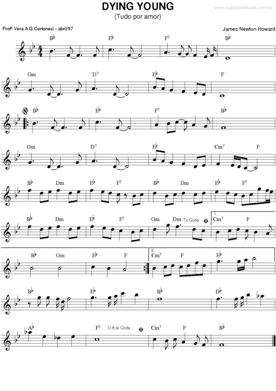 Partitura da música Dying Young