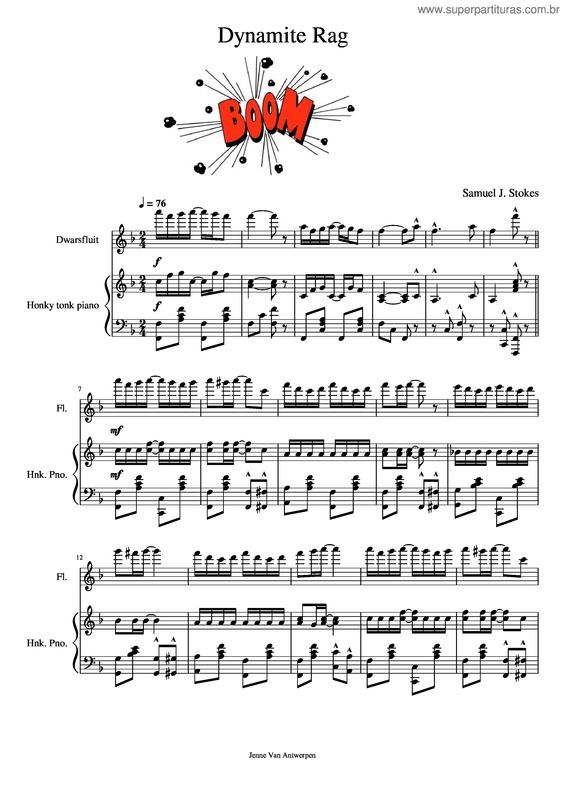 Partitura da música Dynamite Rag – Samuel J. Stokes