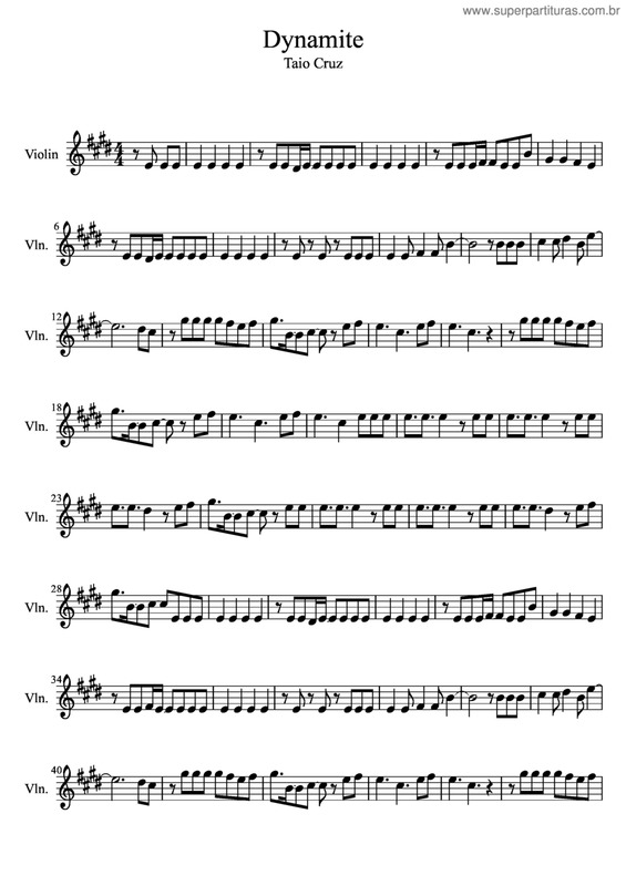 Partitura da música Dynamite