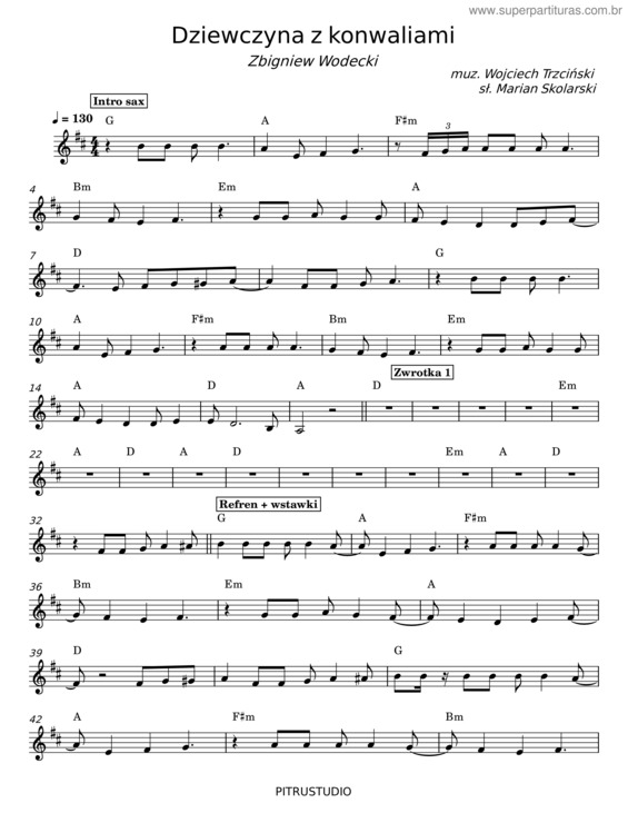 Partitura da música Dziewczyna Z Konwaliami – Zbigniew Wodecki