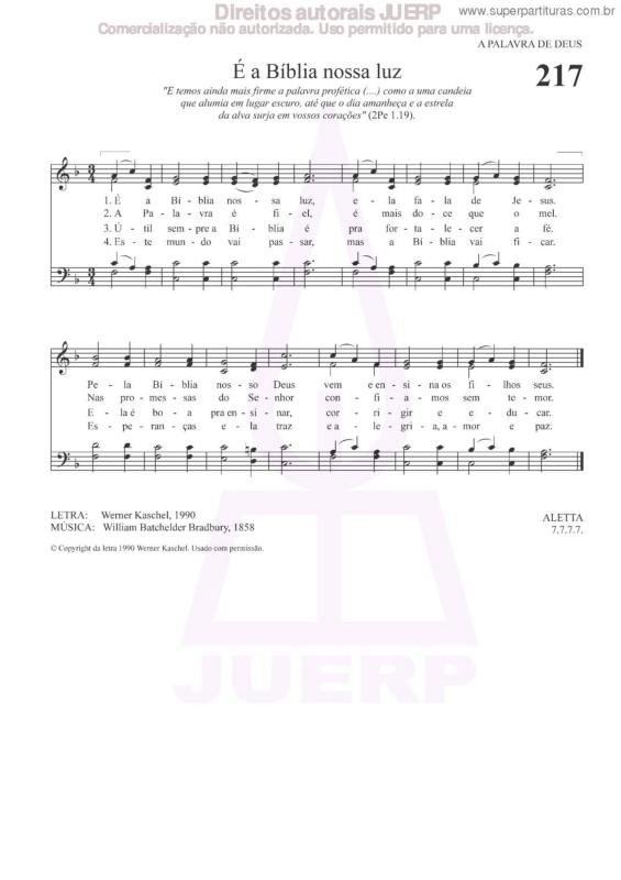 Partitura da música É A Bíblia Nossa Luz - 217 HCC v.2