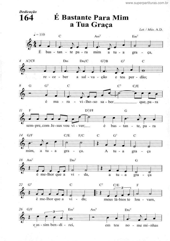 Partitura da música É Bastante Para Mim A Tua Graça