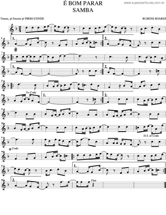 Partitura da música É Bom Parar