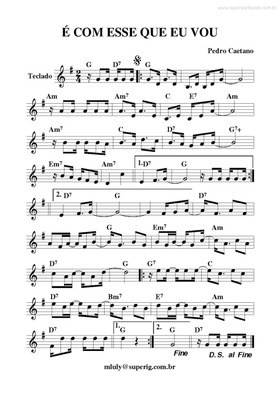 Partitura da música É com esse que Eu Vou