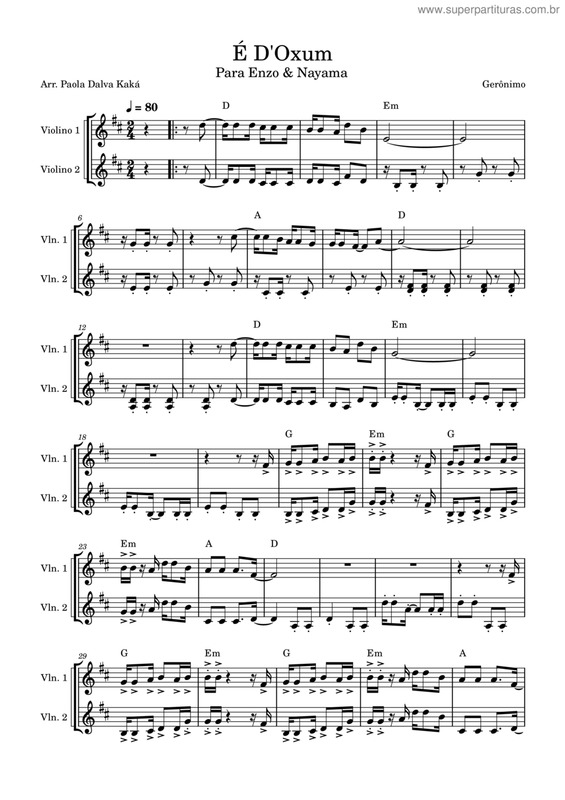 Partitura da música É D´Oxum v.2