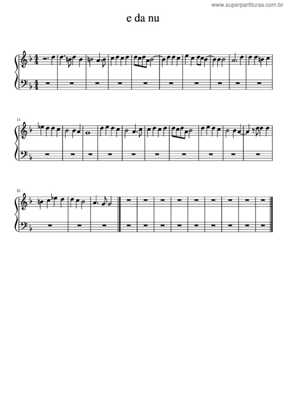 Partitura da música E Da Nu