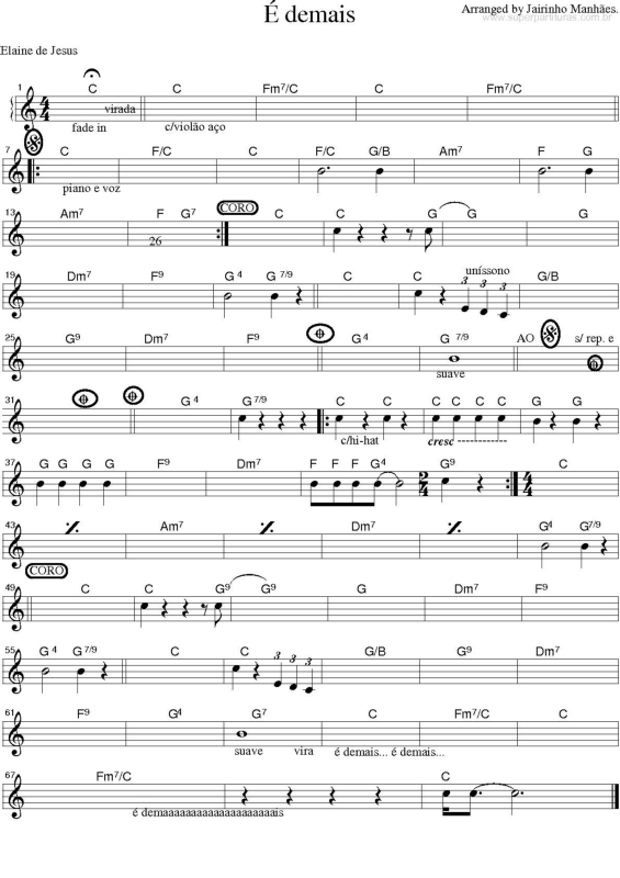 Partitura da música É Demais