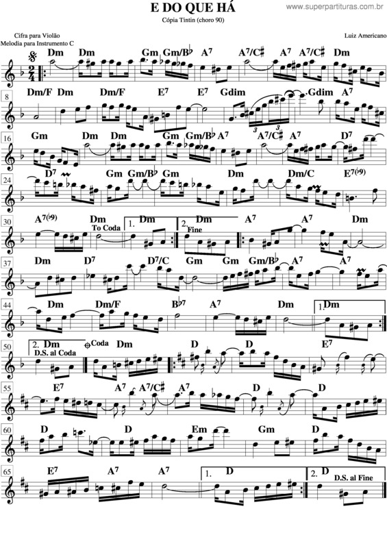 Partitura da música E Do Que Do Há