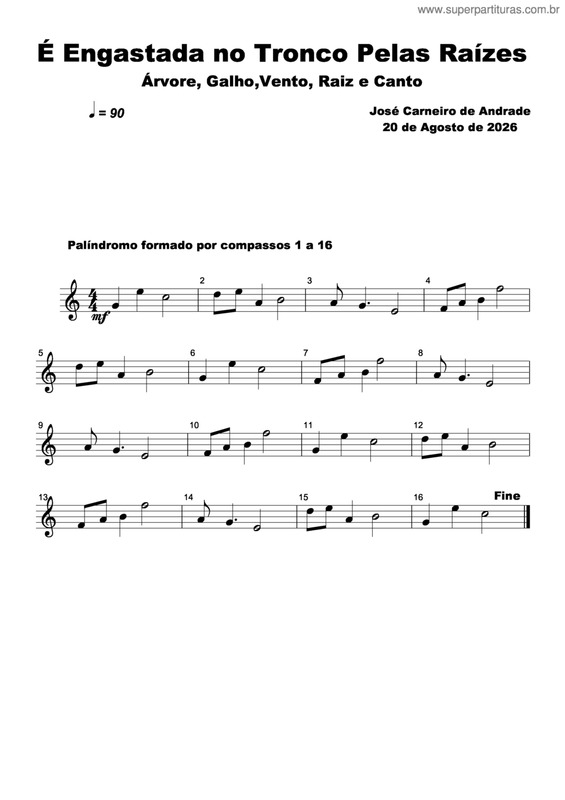 Partitura da música É Engastada No Tronco Pelas Raízes