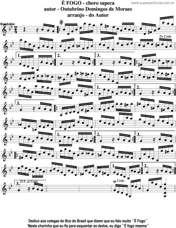 Partitura da música É Fogo Sapeca