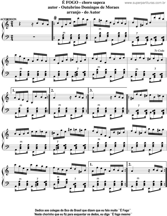 Partitura da música É Fogo v.2