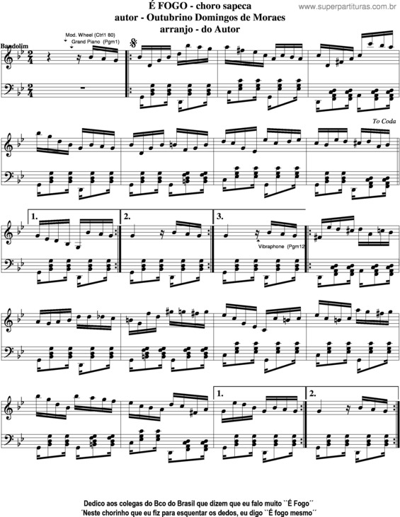 Partitura da música É Fogo v.3