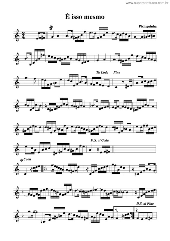 Partitura da música É Isso Mesmo