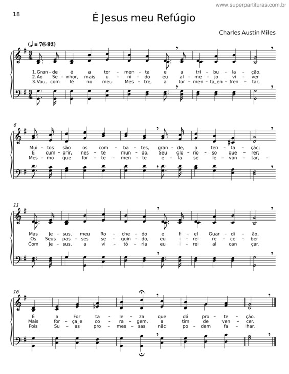 Partitura da música É Jesus Meu Refúgio – Charles Austin Miles v.2