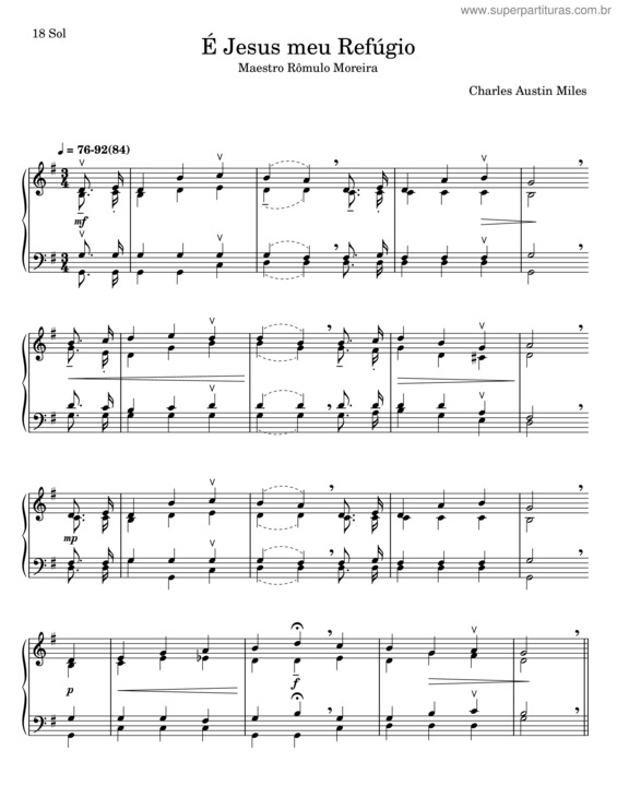Partitura da música É Jesus Meu Refúgio – Charles Austin Miles