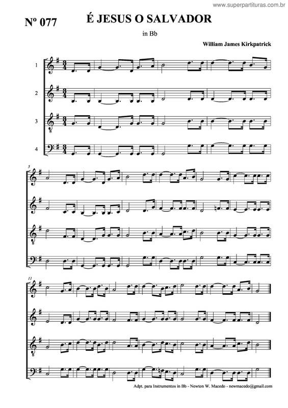 Partitura da música É Jesus O Salvador v.2