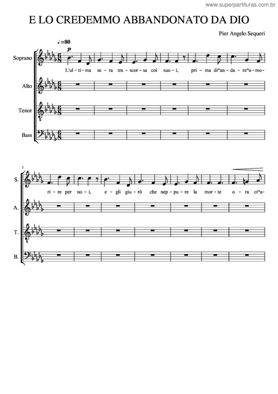 Partitura da música E Lo Credemmo Abbandonato Da Dio