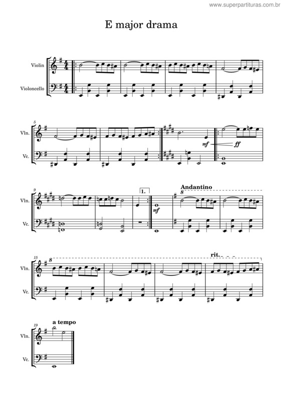 Partitura da música E Major Drama