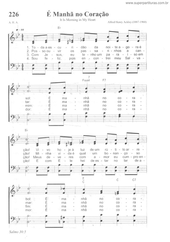 Partitura da música É Manhã No Coração