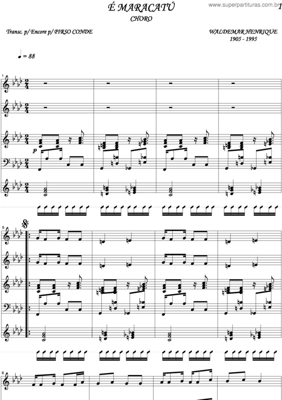 Partitura da música É Maracatú