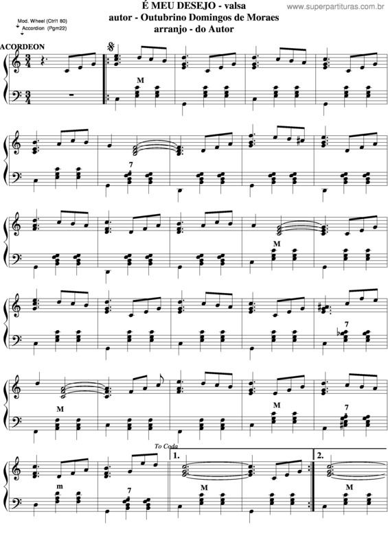 Partitura da música É Meu Desejo 