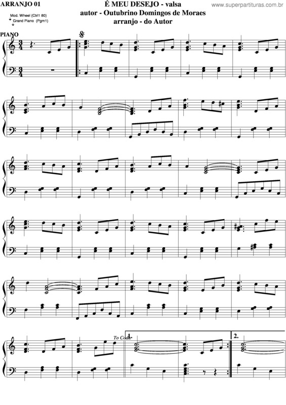 Partitura da música É Meu Desejo v.2