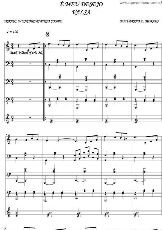 Partitura da música É Meu Desejo