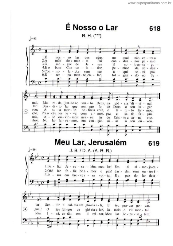 Partitura da música É Nosso O Lar E Meu Lar, Jerusalém