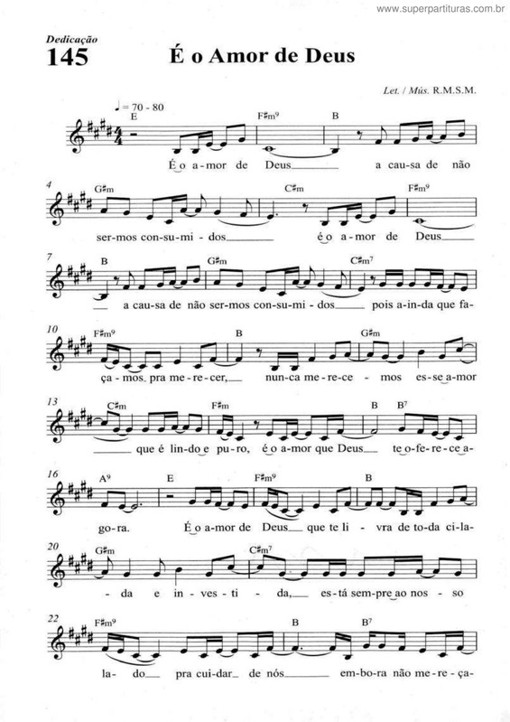 Partitura da música É O Amor De Deus