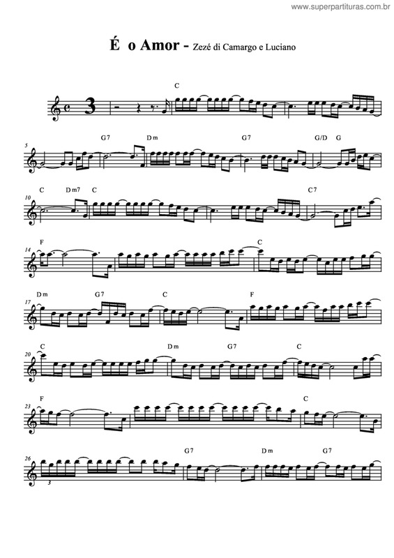 Partitura da música É O Amor v.3