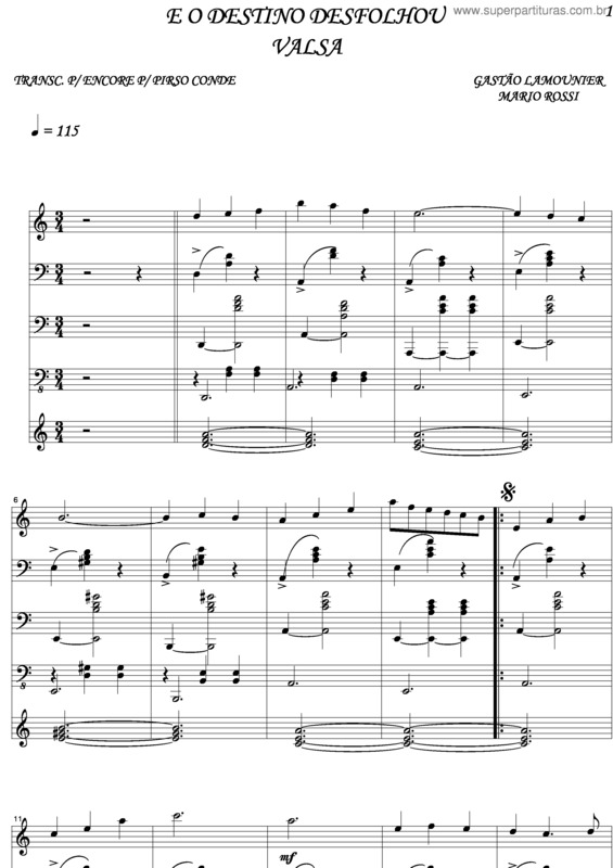 Partitura da música E O Destino Desfolhou v.2