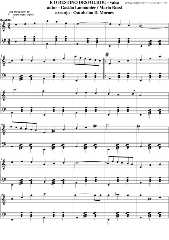 Partitura da música E O Destino Desfolhou v.5